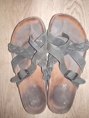 Braided Black Suede Women's Adjustable Sandals